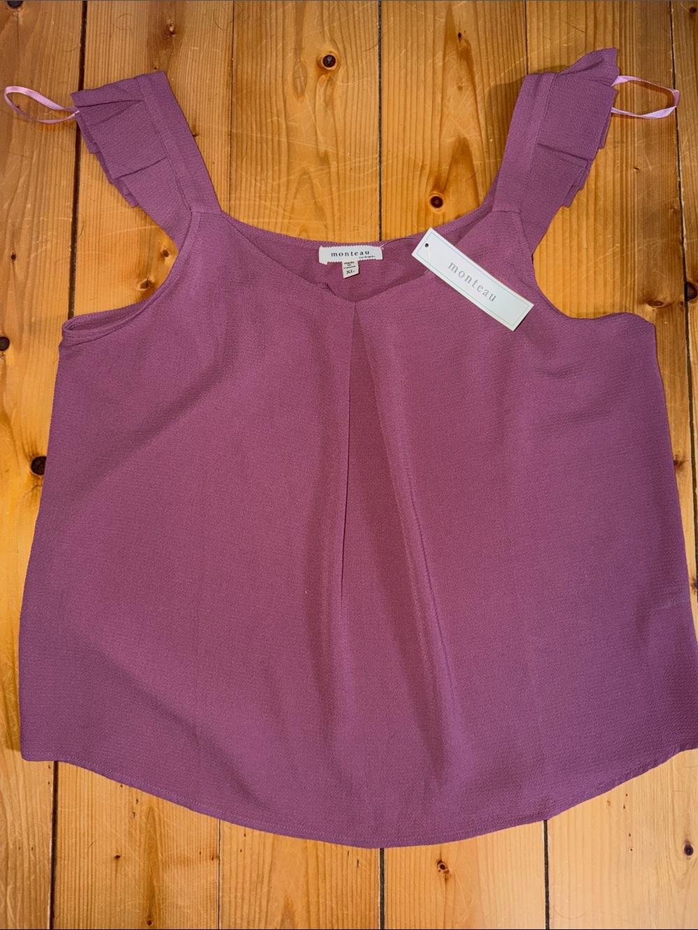 Monteau Ruffle Strap Sleeveless Top - Mauve NWT